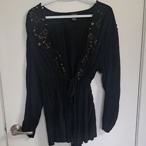Black Embroidered Women's Top
